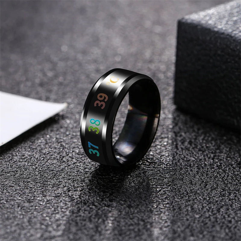 Titanium Stainless Steel Creative Smart Mood Sensitive Temperature Ring Women Men Finger Jewelry Black Gold Tone Silver Plated