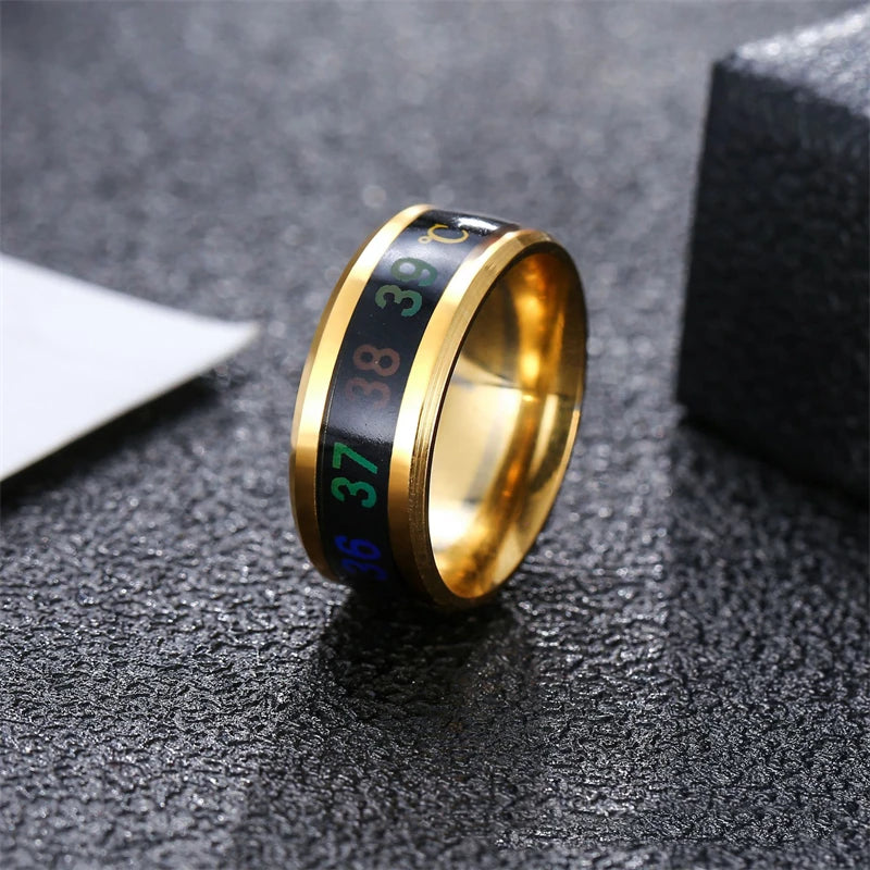 Titanium Stainless Steel Creative Smart Mood Sensitive Temperature Ring Women Men Finger Jewelry Black Gold Tone Silver Plated
