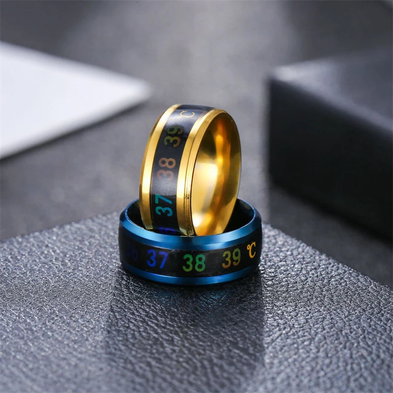Titanium Stainless Steel Creative Smart Mood Sensitive Temperature Ring Women Men Finger Jewelry Black Gold Tone Silver Plated