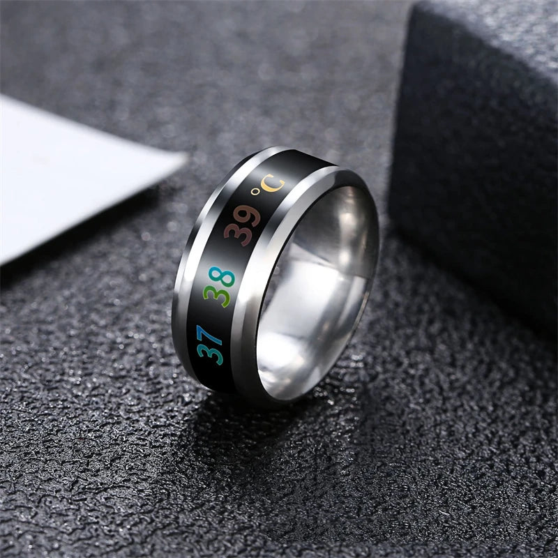 Titanium Stainless Steel Creative Smart Mood Sensitive Temperature Ring Women Men Finger Jewelry Black Gold Tone Silver Plated