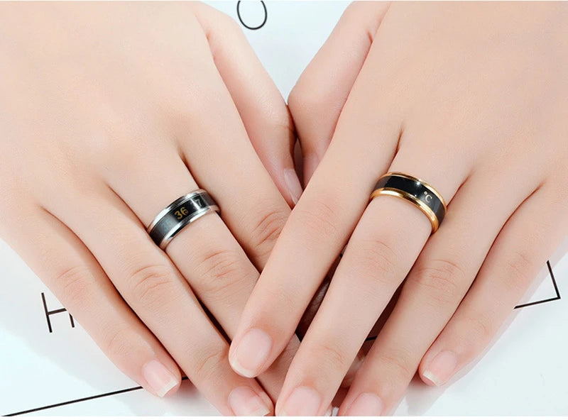 Titanium Stainless Steel Creative Smart Mood Sensitive Temperature Ring Women Men Finger Jewelry Black Gold Tone Silver Plated