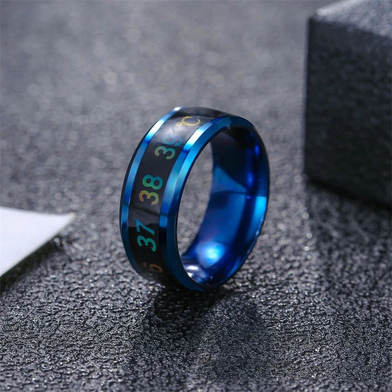 Titanium Stainless Steel Creative Smart Mood Sensitive Temperature Ring Women Men Finger Jewelry Black Gold Tone Silver Plated
