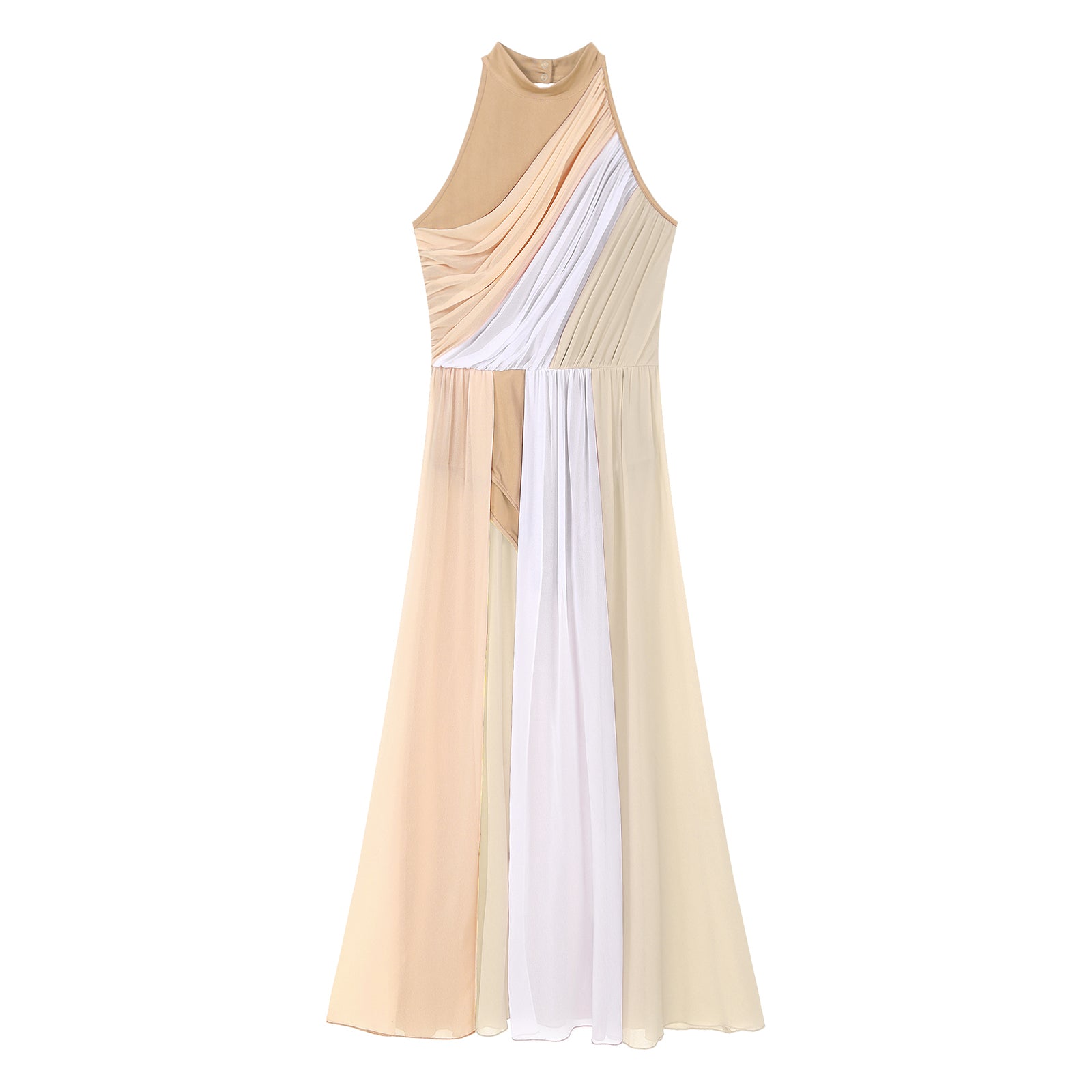 Vestido tipo diosa | Diseño drapeado con toque dorado y caída elegante