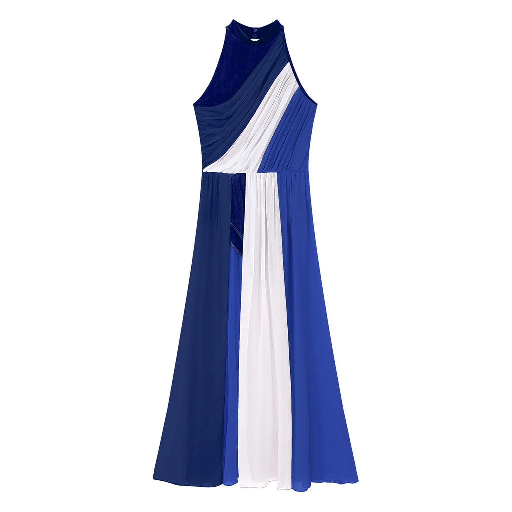 Vestido tipo diosa | Diseño drapeado con toque dorado y caída elegante